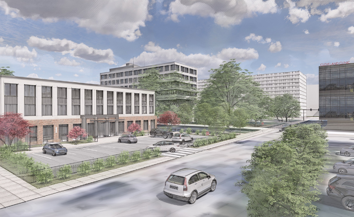 Cleveland Comfort House guest home building across from Cleveland Clinic